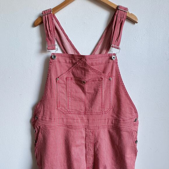 RAG & BONE / JEAN Red Striped Cotton-blend Twill Overalls - Picture 3 of 9